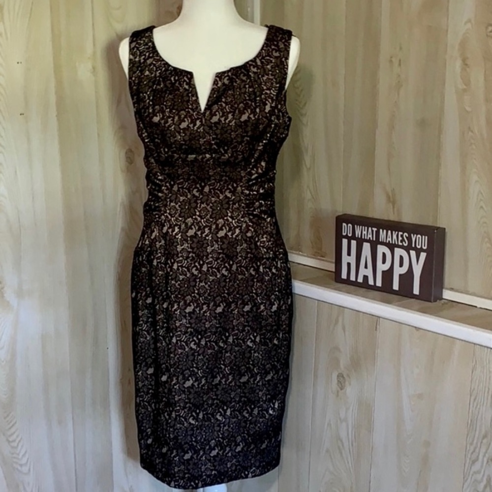Adrianna Pappell Black lace cocktail dress EUC